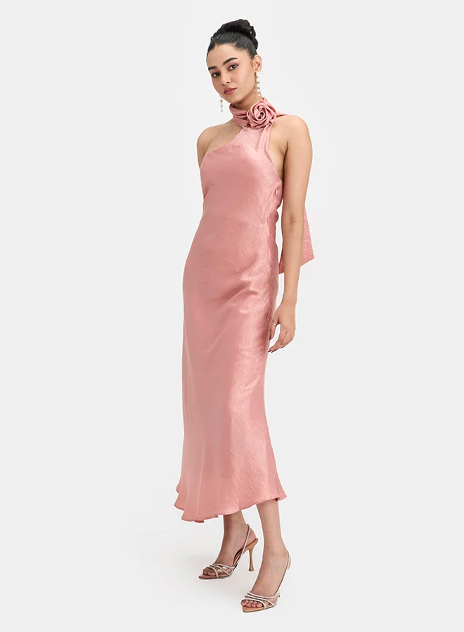 Virgio VIRGIO Satin Stretch Rose Detail Sash Slim Dress
