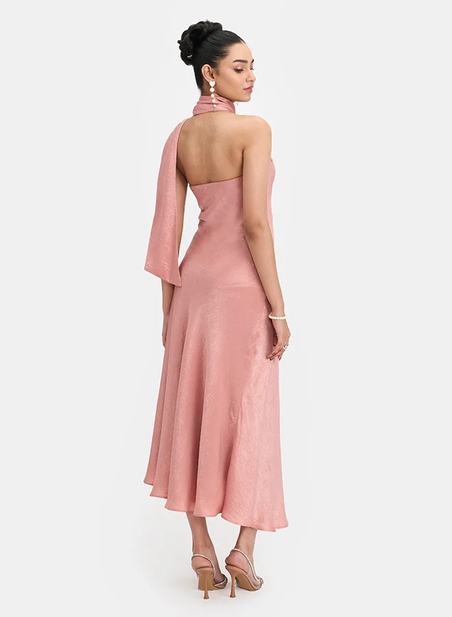 Virgio VIRGIO Satin Stretch Rose Detail Sash Slim Dress