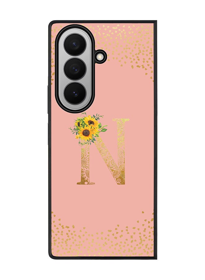 Stylizedd For Samsung Galaxy Z Fold7 Case,Slim fit Camera Protection, Shockproof Thin Phone cover  - Custom Floral Monogram - N  (Rose Pink )