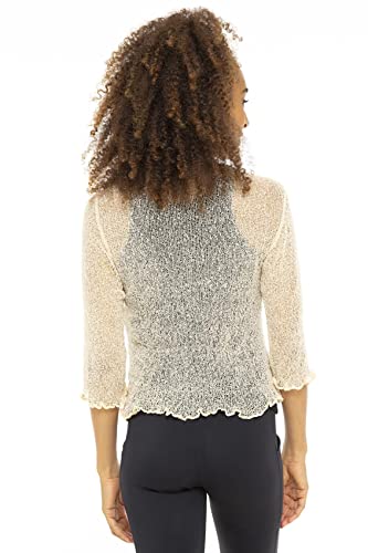 Back From Bali Womens Lightweight Knit Cardigan Shrug Lite Sheer Frappe - Image 2