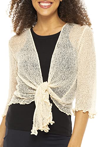 Back From Bali Womens Lightweight Knit Cardigan Shrug Lite Sheer Frappe - Image 5