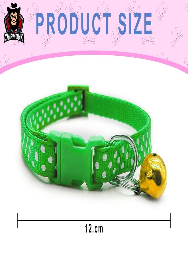 Chipmonk Set of 3 Cat & Puppy Collar with Bell,Kitten & Small Dogs Soft Adjustable,Safe,Solid & Protective Breakaway for Cats & Puppies,Cute Kitty Neckband with Dots Print-(Green,Red,Yellow) - Image 2