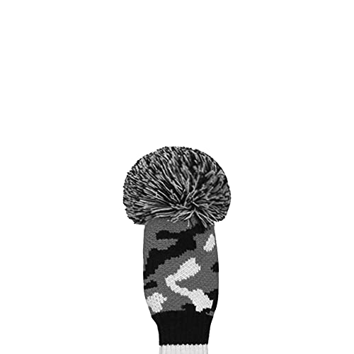 Scott Edward Customized Knit Golf Club Covers 4 Counts for Woods Fit Drivers（460CC） Fairways Hybrids/Utility with Big Pom Pom (Camouflage Black White Stripes) - Image 5