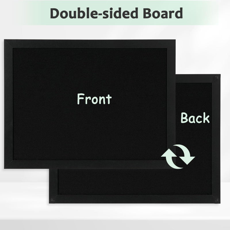 DOLLAR BOSS Black Cork Board with Linen Double-Sided 16''X 12'', Black Cork Boards for Walls, Wood Frame Bulletin Board Hanging Pin Board, Cork Board for Office Home School 1-Pack - Image 4