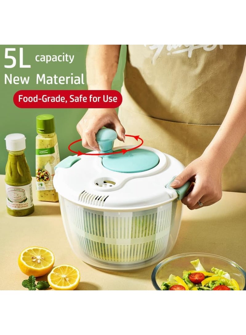 SYOSI Salad Spinner with Lid 5L, Anti-Cracking & High-Temperature Resistant Material, Vegetable Dryer, Non-Slip and Detachable for Easy Cleaning, Ideal for Vegetarians, Oil-Shedding Design - Image 4
