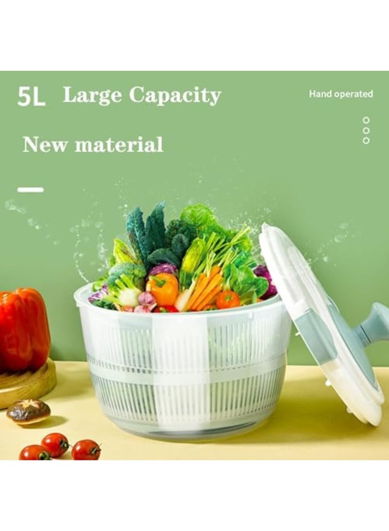 SYOSI Salad Spinner with Lid 5L, Anti-Cracking & High-Temperature Resistant Material, Vegetable Dryer, Non-Slip and Detachable for Easy Cleaning, Ideal for Vegetarians, Oil-Shedding Design - Image 2