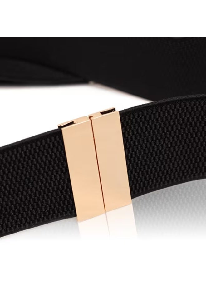 Goolsky Women's Wide Elastic Waist Belt with Metal Buckle - Adjustable Tummy Control Dress Belt (59.94cm-80cm Waist) for Wedding, Party, Daily Wear - Retro Corset-like Cincher, (Fabric & Metal) - Postpartum & Belt - Image 3