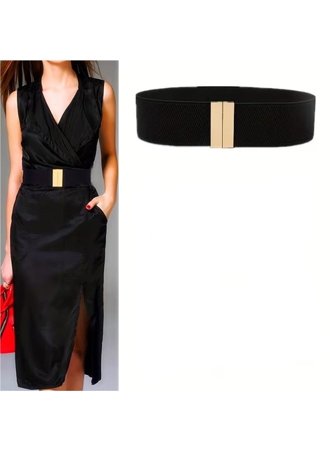 Goolsky Women's Wide Elastic Waist Belt with Metal Buckle - Adjustable Tummy Control Dress Belt (59.94cm-80cm Waist) for Wedding, Party, Daily Wear - Retro Corset-like Cincher, (Fabric & Metal) - Postpartum & Belt - Image 1