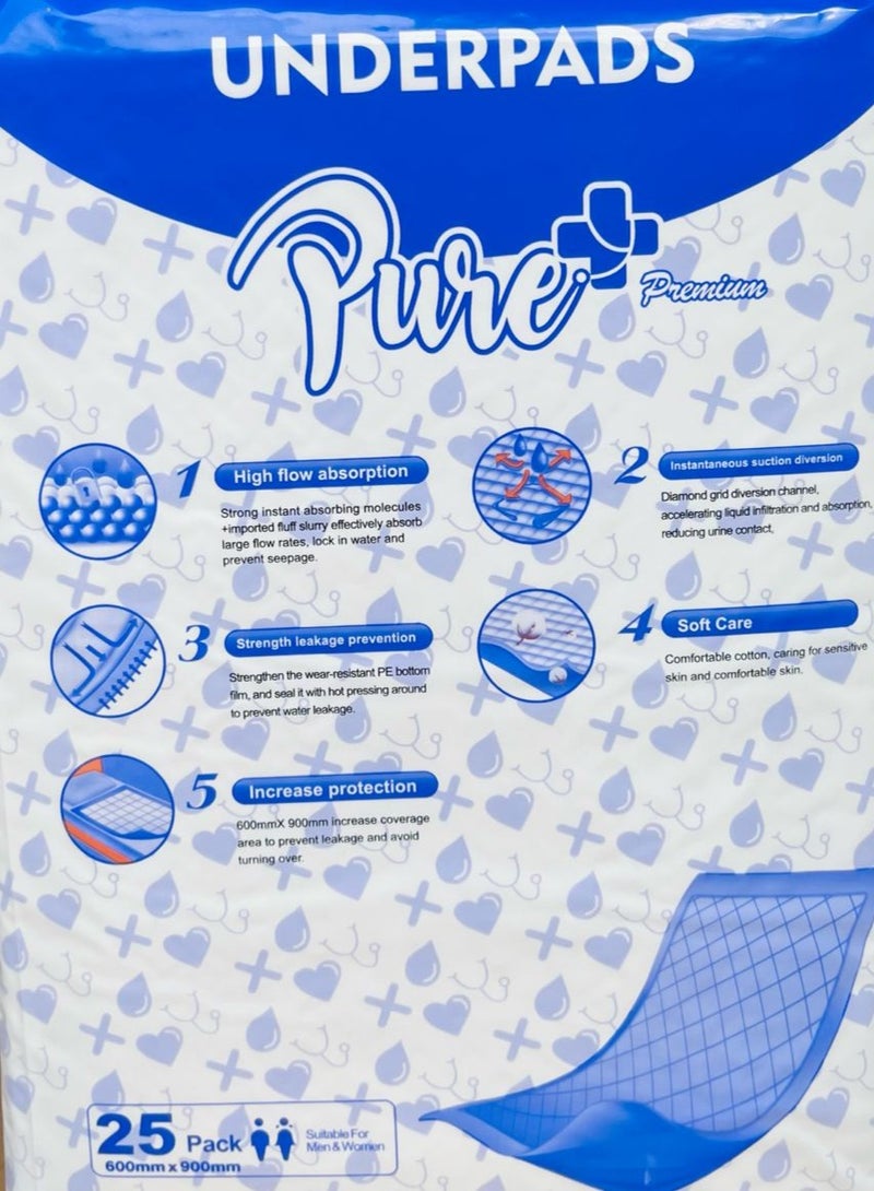 PURE Under Pad 60x90cm BLUE 25 Pcs 