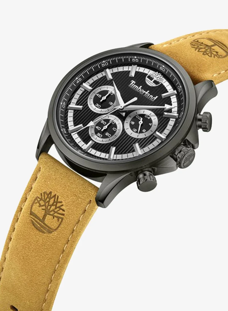 Timberland Bernardston 45 mm Men's Multifunction Watch Black Dial  & Brown Leather Strap
