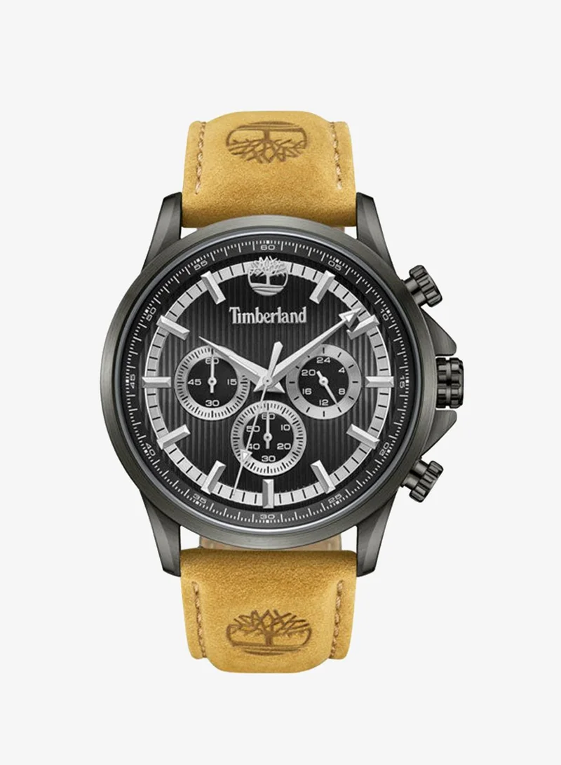 Timberland Bernardston 45 mm Men's Multifunction Watch Black Dial  & Brown Leather Strap