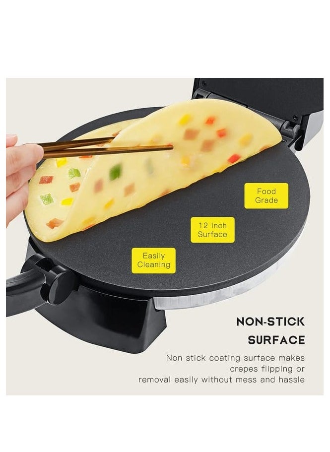 Generic - Roti Maker Chapathi Maker 10 Inch, Ideal for Making Homemade Tortillas Tacos Flatbreads,Chapati Roti, Stainless Steel Housing With Adjustable Temperature Control Non-Stick Coating - Image 1