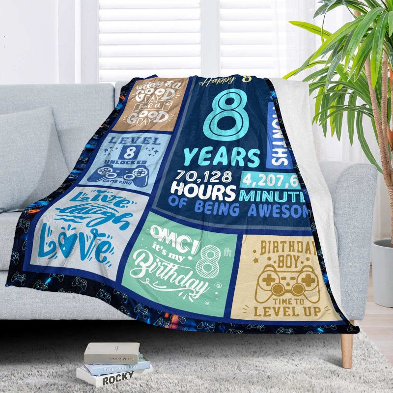 SIKLTY 8 Year Old Boy Gift  Birthday Gifts for 8 Year Old Boys  Boys Age 8 Gifts Ideas  Best 8 Yr Old Boy Birthday Gift  8 Year Old Boys Present  8th Birthday Decorations Boy Throw Blanket 60 x 50 Inch - Image 3