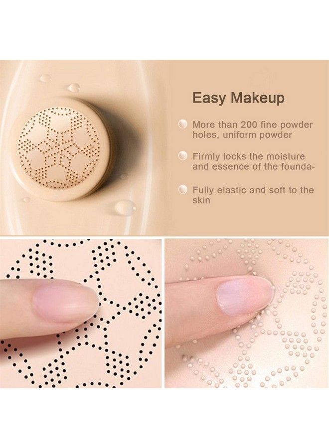 NUIBO 2Pcs Air Cushion Cc Cream Mushroom Head Moisturizing Concealer Makeup Base Primer Liquid Foundation Long Lasting With Two Mushroom Makeup Sponges 【Natural X 2】【Screw Lid】 - Image 4