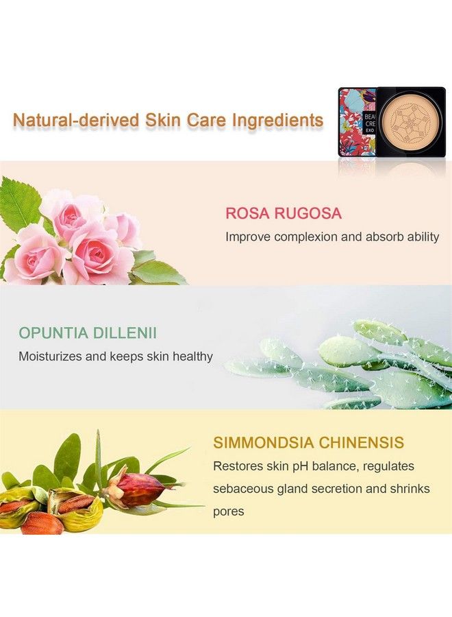 NUIBO 2Pcs Air Cushion Cc Cream Mushroom Head Moisturizing Concealer Makeup Base Primer Liquid Foundation Long Lasting With Two Mushroom Makeup Sponges 【Natural X 2】【Screw Lid】 - Image 5