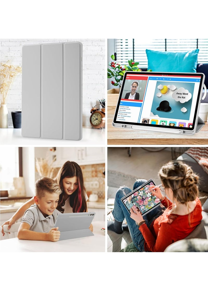 ميجوفاست جراب Samsung Galaxy Tab S10Fe / S9Fe مع حامل قلم S، جراب واقٍ ذكي بحامل ثلاثي الطيات مع ظهر ناعم من مادة TPU، غطاء بخاصية السكون/التنشيط التلقائي لجراب Samsung Galaxy Tab S10 Fe / S9Fe، رمادي فضي - Image 5