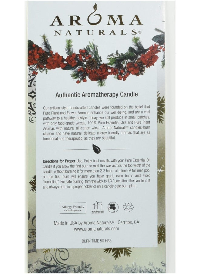 Aroma Naturals - Holiday Essential Oil Scented Pillar Candle  Vanilla & Peppermint  Cool Wish  2.5 inch x 4 inch - Image 1