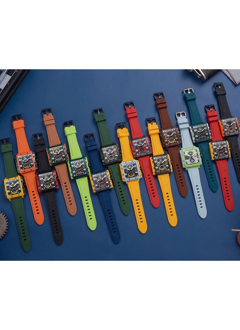 T5 - T5 Men's Chronograph Square Dial Silicone Strap Watch - Image 1