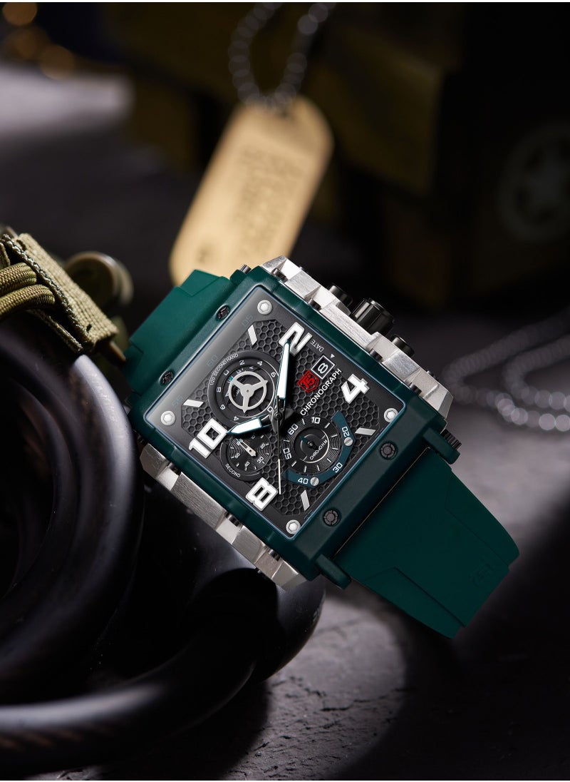 T5 - T5 Men's Chronograph Square Dial Silicone Strap Watch - Image 1
