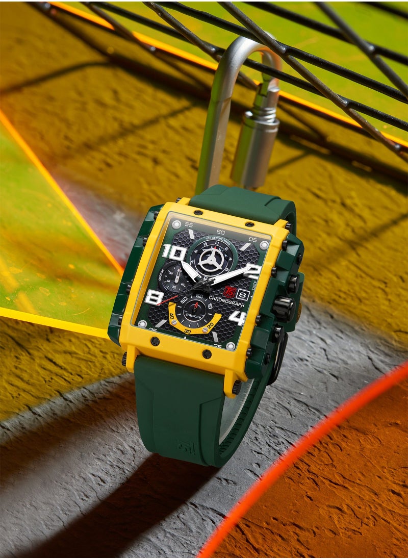 T5 - T5 Men's Chronograph Square Dial Silicone Strap Watch - Image 1