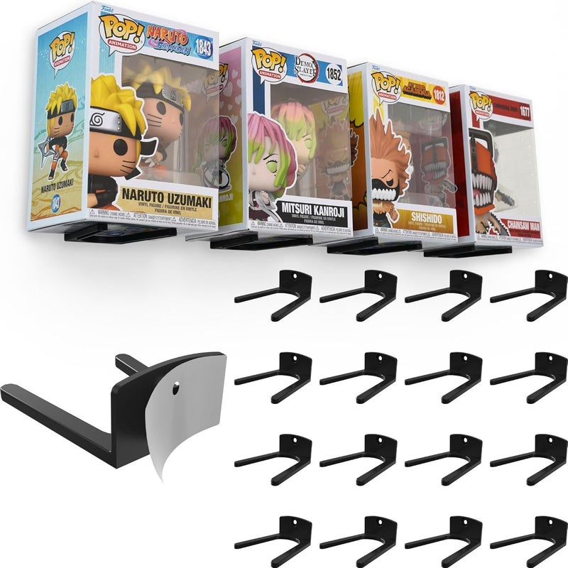Modern JP Adhesive Display Shelf for Funko Pop Boxes (16-Pack) – Clean Mount for Funko Pop Display – Easy Adhesive Install – Box-Safe, No-Drill Setup – Black - Image 1