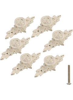 The Bros 6 Pack Rose Cabinet Knobs with Backplate, Vintage Kitchen Zinc Alloy Flower Drawer Pull Handles for Dresser  - Image 1