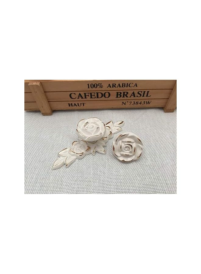 The Bros 6 Pack Rose Cabinet Knobs with Backplate, Vintage Kitchen Zinc Alloy Flower Drawer Pull Handles for Dresser - Image 2