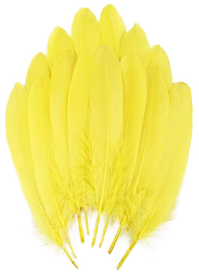 THARAHT 120pcs Yellow Goose Feathers Natural Bulk 6-8 inch 15-20cm for Crafts DIY Cosplay Wedding Party Halloween Decoration Goose Nagoire Feathers - Image 1
