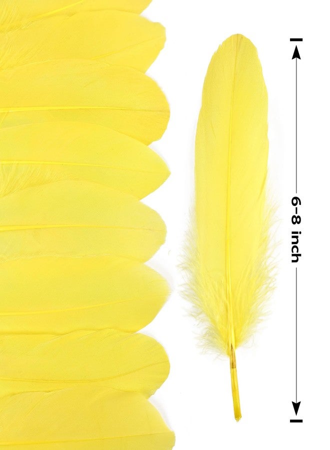 THARAHT 120pcs Yellow Goose Feathers Natural Bulk 6-8 inch 15-20cm for Crafts DIY Cosplay Wedding Party Halloween Decoration Goose Nagoire Feathers - Image 2