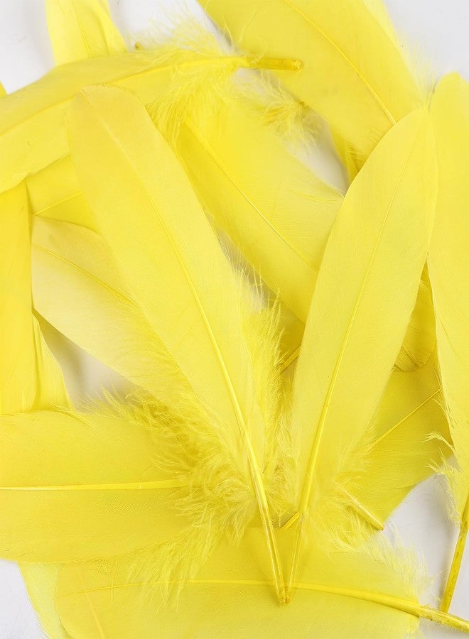 THARAHT 120pcs Yellow Goose Feathers Natural Bulk 6-8 inch 15-20cm for Crafts DIY Cosplay Wedding Party Halloween Decoration Goose Nagoire Feathers - Image 3
