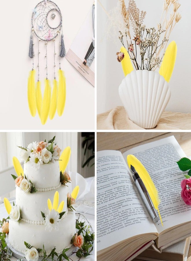 THARAHT 120pcs Yellow Goose Feathers Natural Bulk 6-8 inch 15-20cm for Crafts DIY Cosplay Wedding Party Halloween Decoration Goose Nagoire Feathers - Image 5