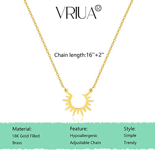 VRIUA Sun Necklace for Women 14k Gold Plated Sun Pendant Dainty Gold Necklace Minimalist Simple Jewelry - Image 4