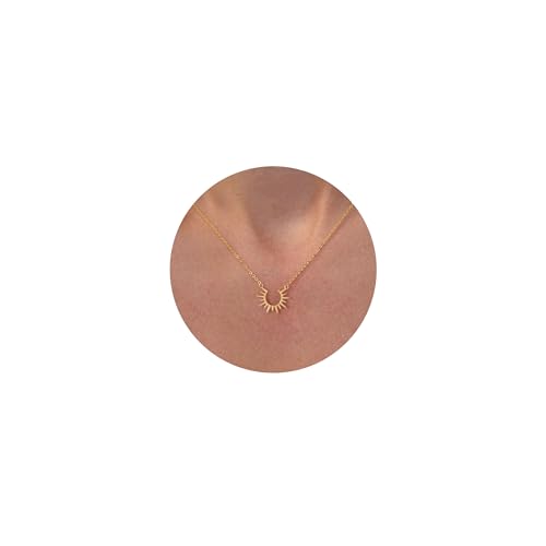 VRIUA Sun Necklace for Women 14k Gold Plated Sun Pendant Dainty Gold Necklace Minimalist Simple Jewelry - Image 1