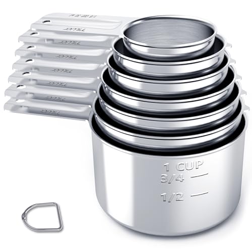 TILUCK Stainless Steel Measuring Cups Set,Kitchen Gadgets for Cooking & Baking,Set of 7 - Image 1