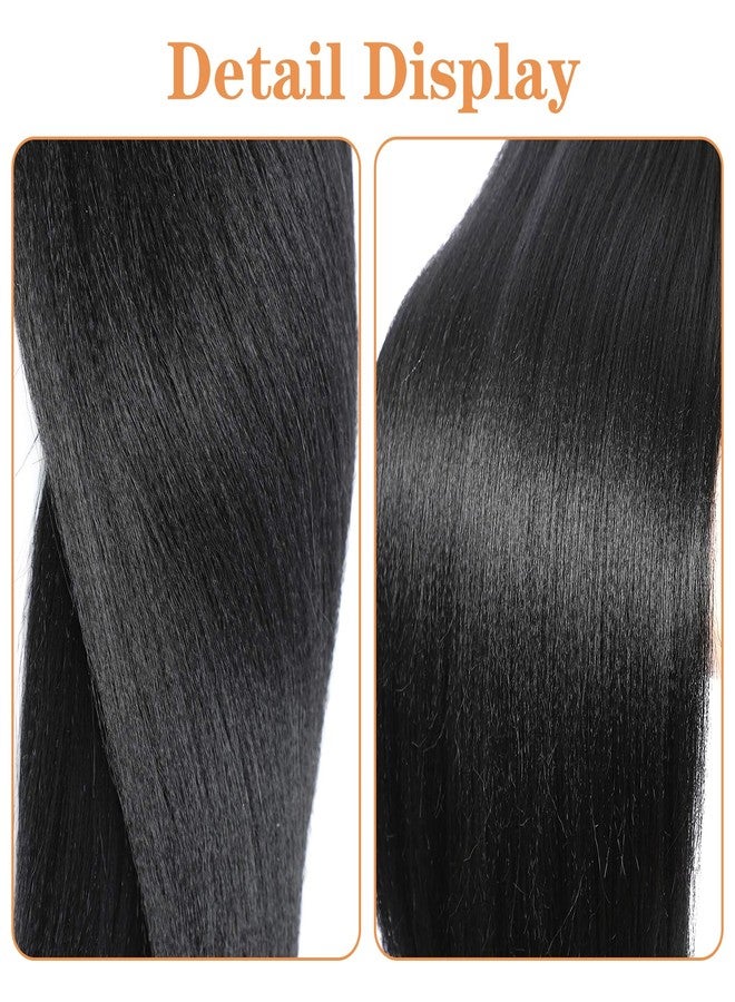 FAYETA Black Braiding Hair Extension, 28 Inches Pre Stretched Braiding Hair for hair Braids,2 Packs Yaki Texture Synthetic Braid Hair - Image 4