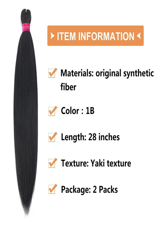 FAYETA Black Braiding Hair Extension, 28 Inches Pre Stretched Braiding Hair for hair Braids,2 Packs Yaki Texture Synthetic Braid Hair - Image 3