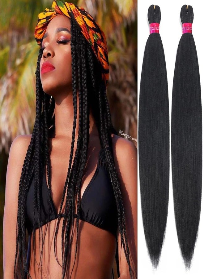 FAYETA Black Braiding Hair Extension, 28 Inches Pre Stretched Braiding Hair for hair Braids,2 Packs Yaki Texture Synthetic Braid Hair - Image 1