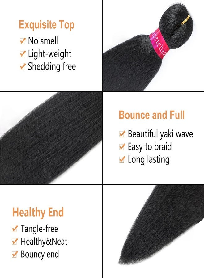 FAYETA Black Braiding Hair Extension, 28 Inches Pre Stretched Braiding Hair for hair Braids,2 Packs Yaki Texture Synthetic Braid Hair - Image 2