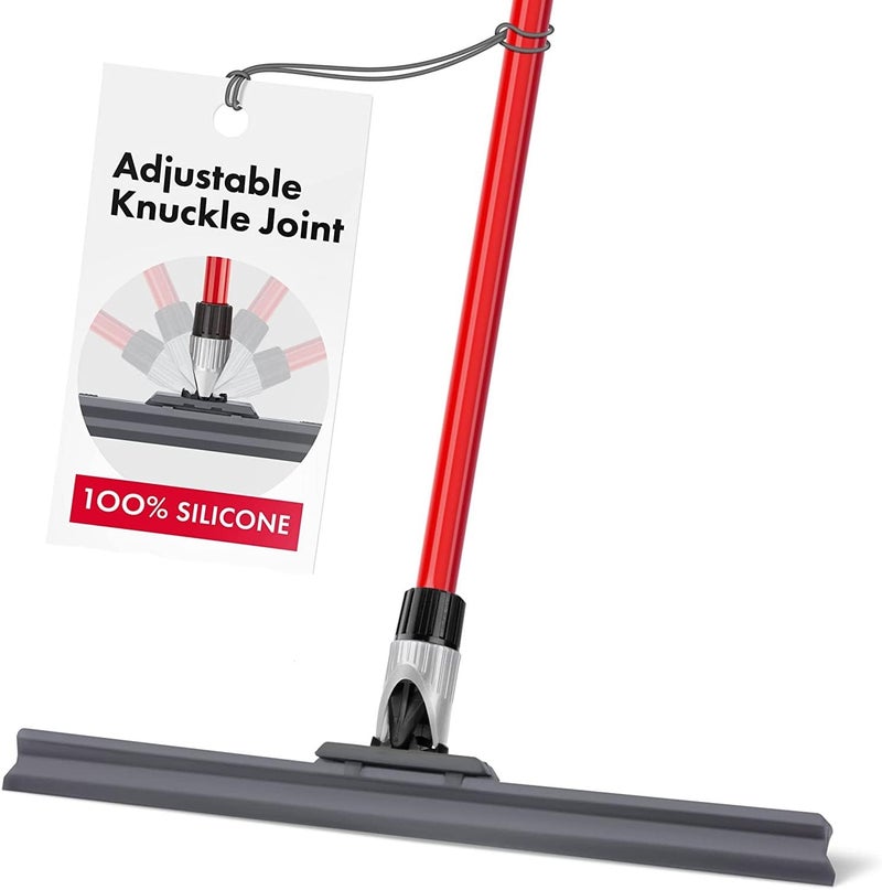 RAVMAG Heavy Duty Floor Squeegee for Concrete and Tile Floor - Silicone Squeegee Broom Floor Scrubber - Large Single Cast Rubber Blade Aluminum Long Handle 360° Swivel Joint - Garage Shower Window Cleaning - Image 2