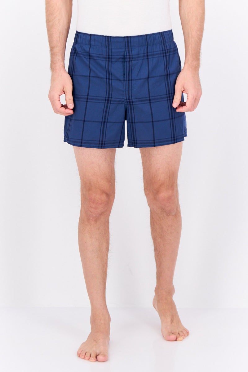 GAP Men Plaid Boxer Shorts, Navy - Image 1