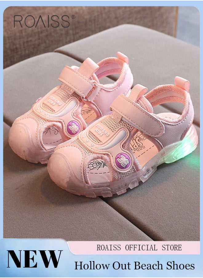 roaiss Children's Closed-Toe Sandals Soft Soles With Lights for Toddlers to Learn Walking Shoes Kick-Proof Beach Sandals  - Image 1