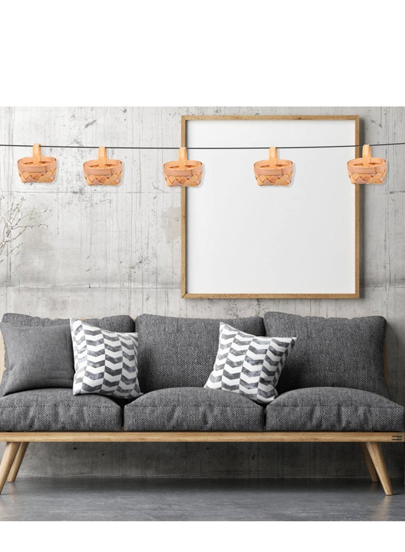 12 Pack Mini Woven Baskets with Handles, Miniature Picnic Baskets, Wood Woven Dollhouse Flower Basket, Suitable for Party Favors Crafts - Image 4