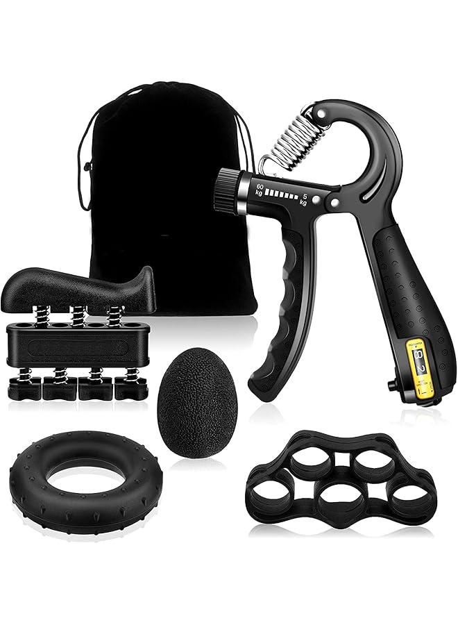 X spring 5 Pack Grip Strength Trainer Kit Hand Grip Strengthener with Counter Adjustable Hand Grip Exerciser Strengthener for Recovery Strength Training Wrist and Forearm Strengthener - Image 1