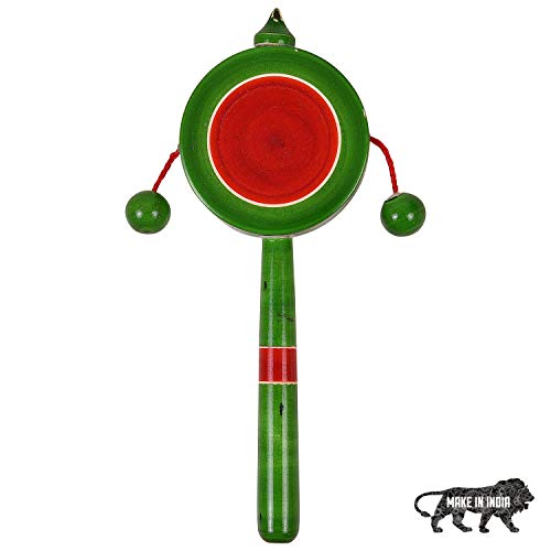 Smartcraft Toddler 'Make In India" Plate Rattle, Wooden Rattle Hand Drum Kids Toy- Multicolor - Image 1