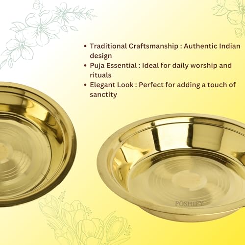 POSHIFY Brass Deep Prath - Traditional Indian Handcrafted Brass Deep Plate for Puja, Spiritual Practices, Home Decor, Festival Celebrations, and Daily Worship Rituals - Image 4