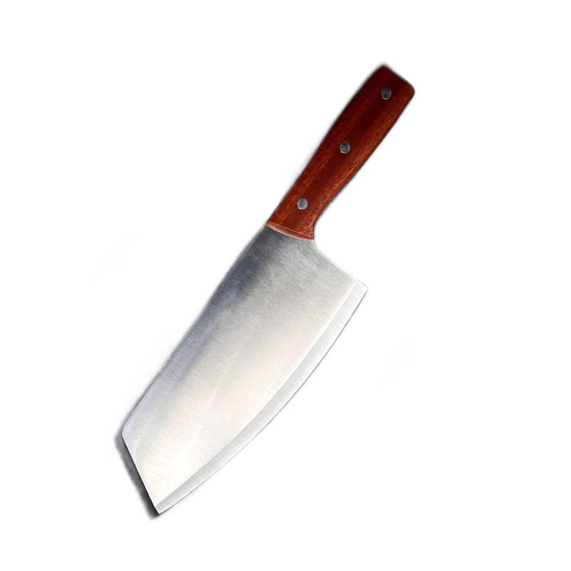 NAIDEV Chefs Knife Vegetable Meat Cleaver Stainless Steel Strong and Sharp Blade Pakkawood Non Slip Handle Silver Blade Wooden Handle - Image 1