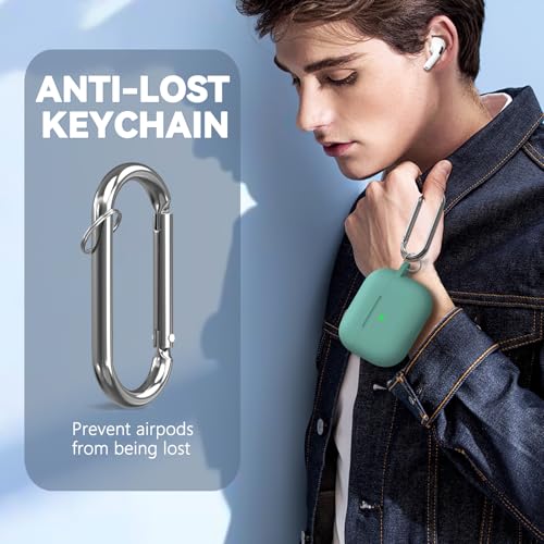 Ljusmicker for AirPods 4 Case 2024 with Cleaner Kit,Soft Silicone Protective Cover for Apple AirPods 4th Generation Cases for Women Men,for AirPod 4 Case Accessories with Keychain-Magnetic Green - Image 5