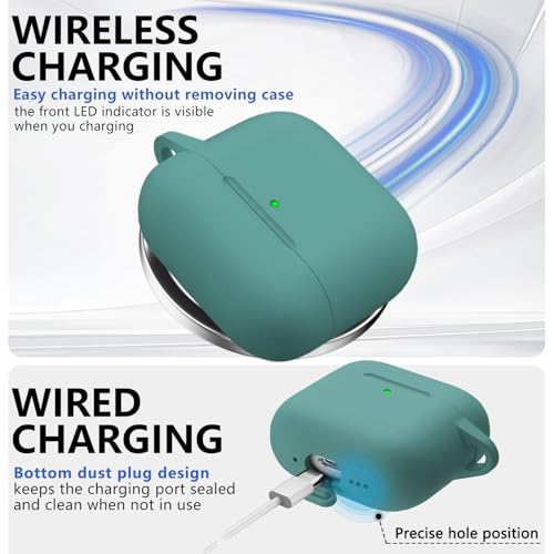 Ljusmicker for AirPods 4 Case 2024 with Cleaner Kit,Soft Silicone Protective Cover for Apple AirPods 4th Generation Cases for Women Men,for AirPod 4 Case Accessories with Keychain-Magnetic Green - Image 4