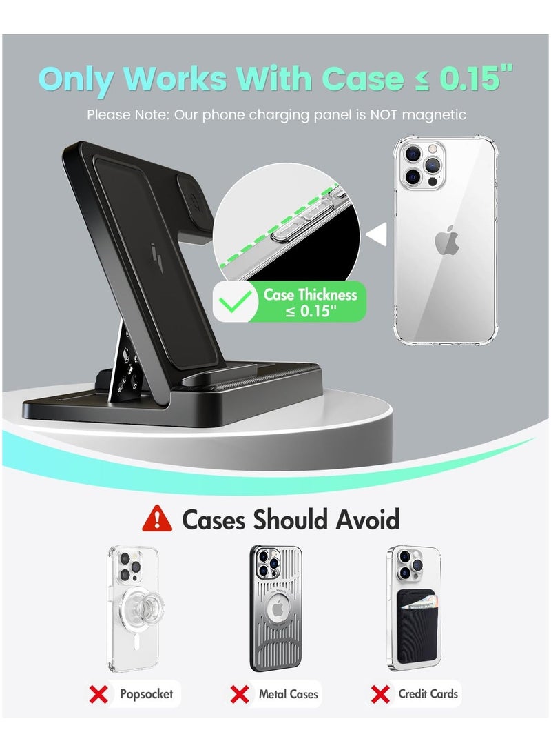 شاحن لاسلكي محطة شحن iPhone: حامل شاحن 3 في 1 لأجهزة متعددة من Apple - iPhone 15 14 Pro Max 13 12 11 - ساعة 9 8 7 6 5 4 3 2 Se - Airpods 3 2 Pro  - Image 4