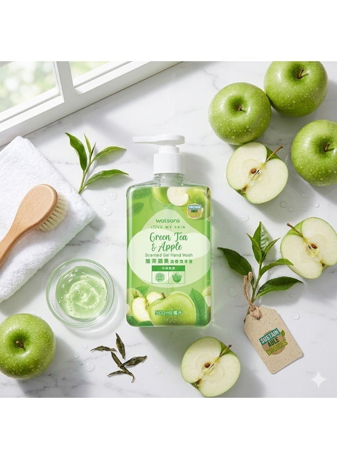 Watsons Green Tea & Apple Scented Gel Hand Wash 500ml - Image 2